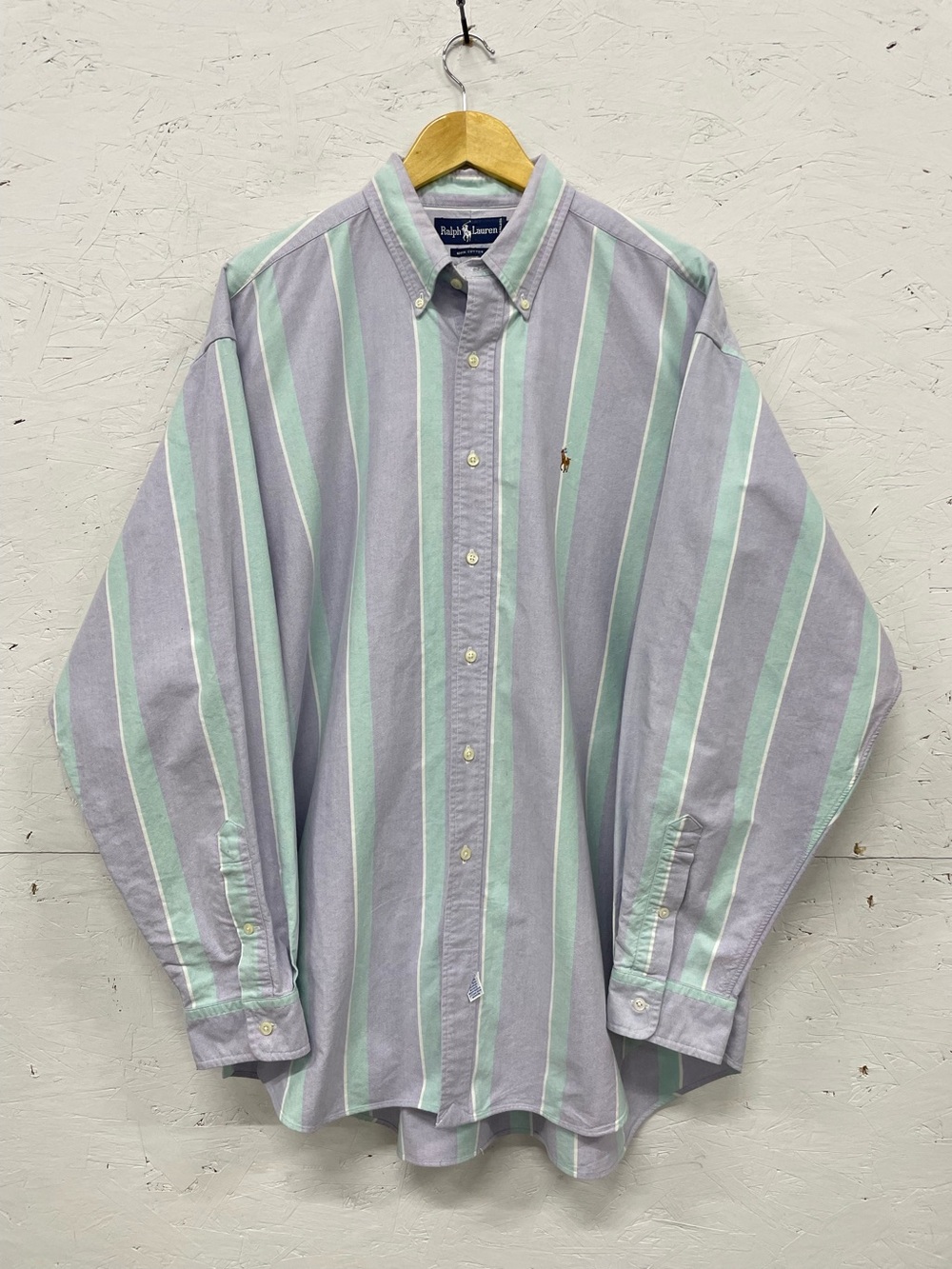 Vintage Ralph Lauren Polo Pastel Striped Dress Shirt, Size XL